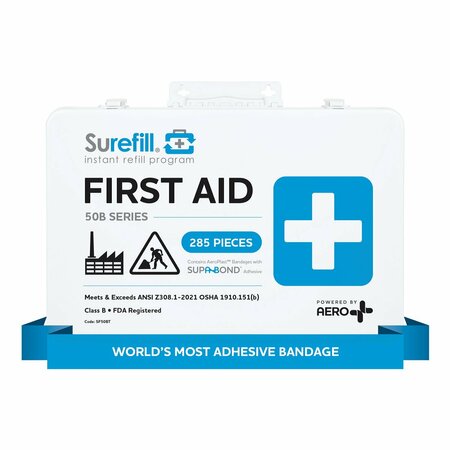 AERO HEALTHCARE Surefill 50 Ansi 2021 B First Aid Kit - Metal Case SF50BT